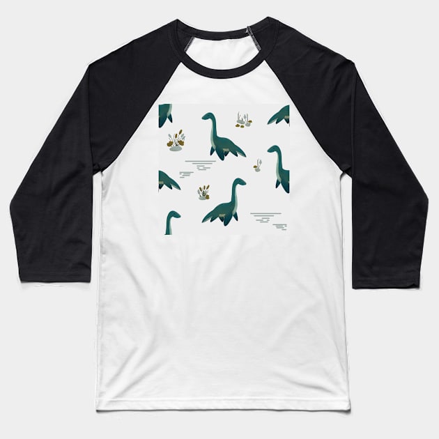 Cute Lil' Nessie Swimming About Baseball T-Shirt by MSBoydston